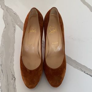 Authentic Christian Louboutin brown suede platform heels